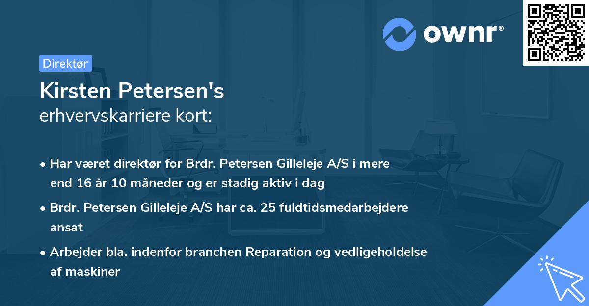 Kirsten Petersen's erhvervskarriere kort