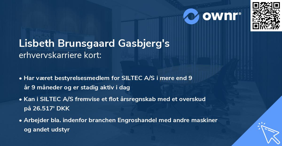 Lisbeth Brunsgaard Gasbjerg's erhvervskarriere kort