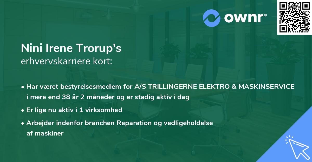 Nini Irene Trorup's erhvervskarriere kort