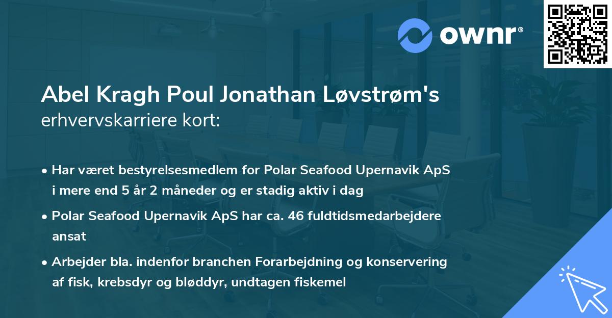 Abel Kragh Poul Jonathan Løvstrøm's erhvervskarriere kort