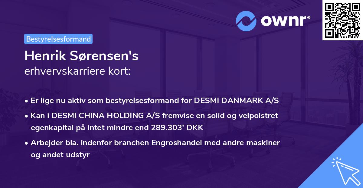 Henrik Sørensen's erhvervskarriere kort