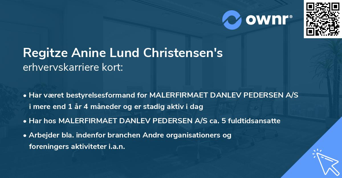 Regitze Anine Lund Christensen's erhvervskarriere kort