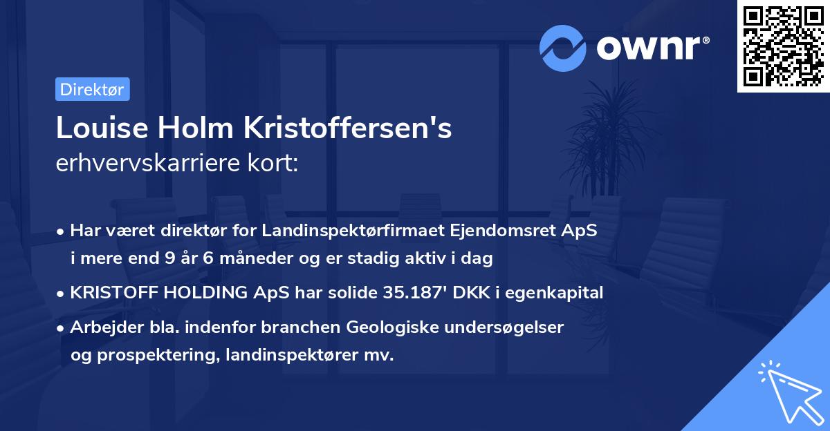 Louise Holm Kristoffersen's erhvervskarriere kort