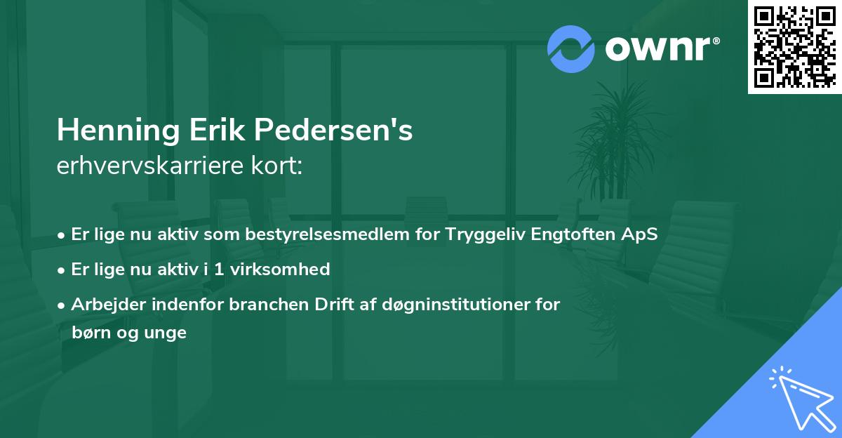Henning Erik Pedersen's erhvervskarriere kort