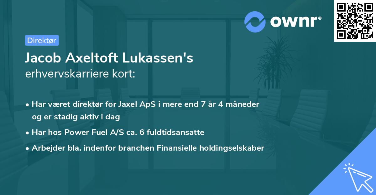 Jacob Axeltoft Lukassen's erhvervskarriere kort