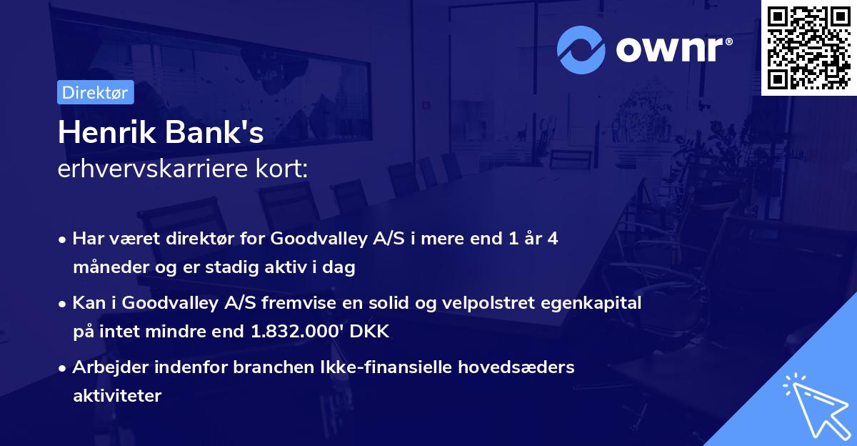 Henrik Bank's erhvervskarriere kort