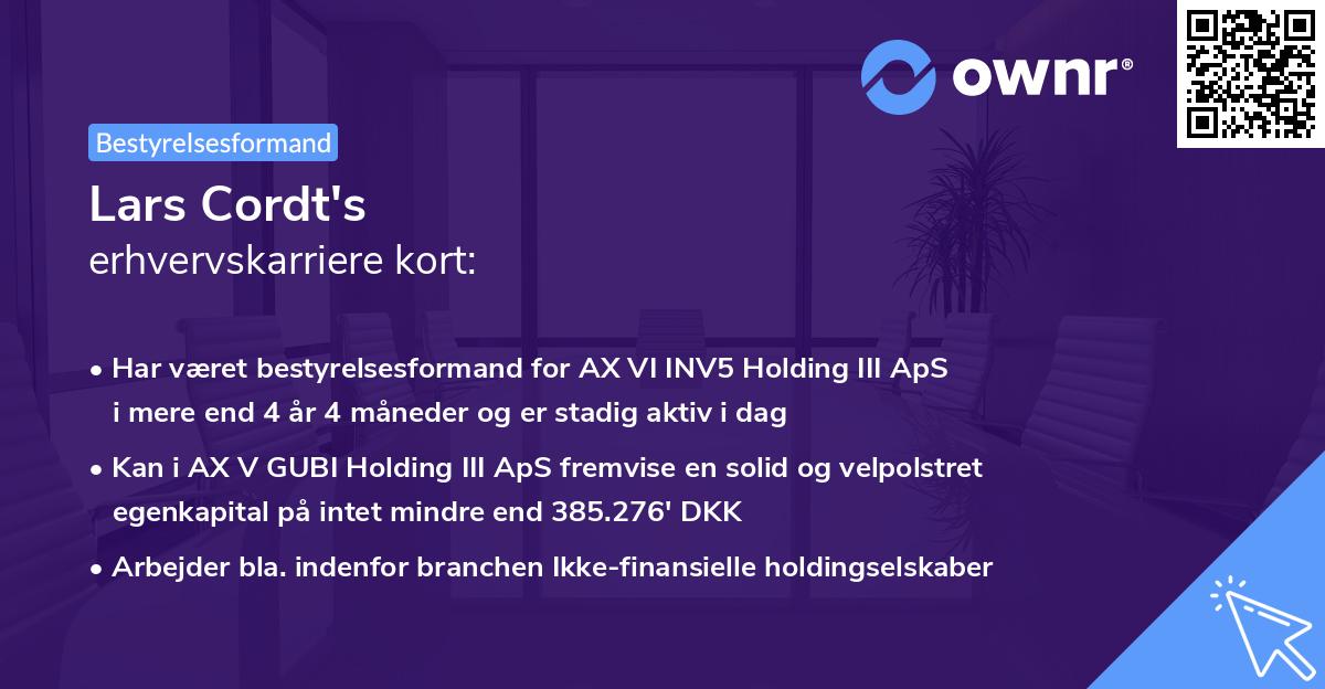 Lars Cordt's erhvervskarriere kort