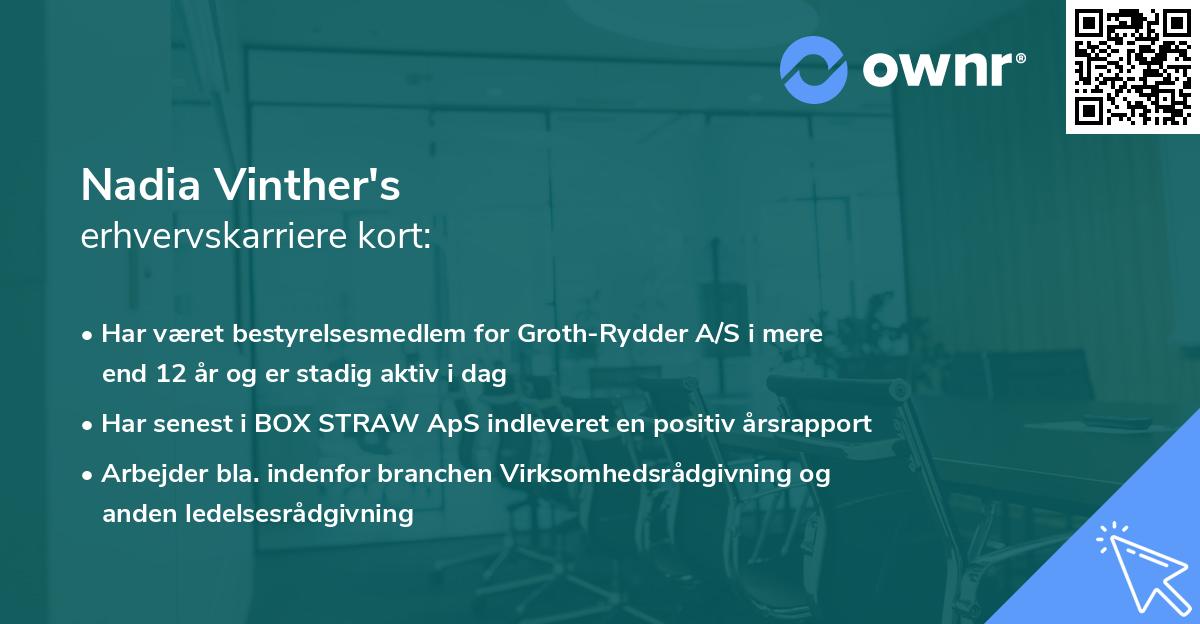 Nadia Vinther's erhvervskarriere kort