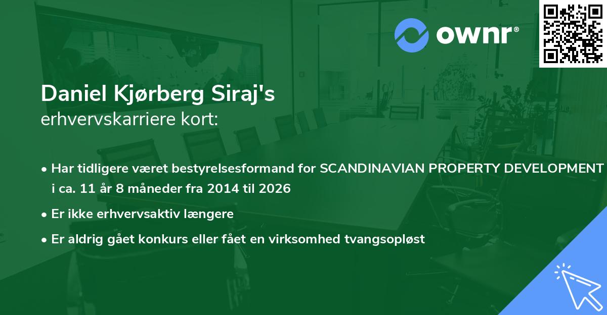 Daniel Kjørberg Siraj's erhvervskarriere kort