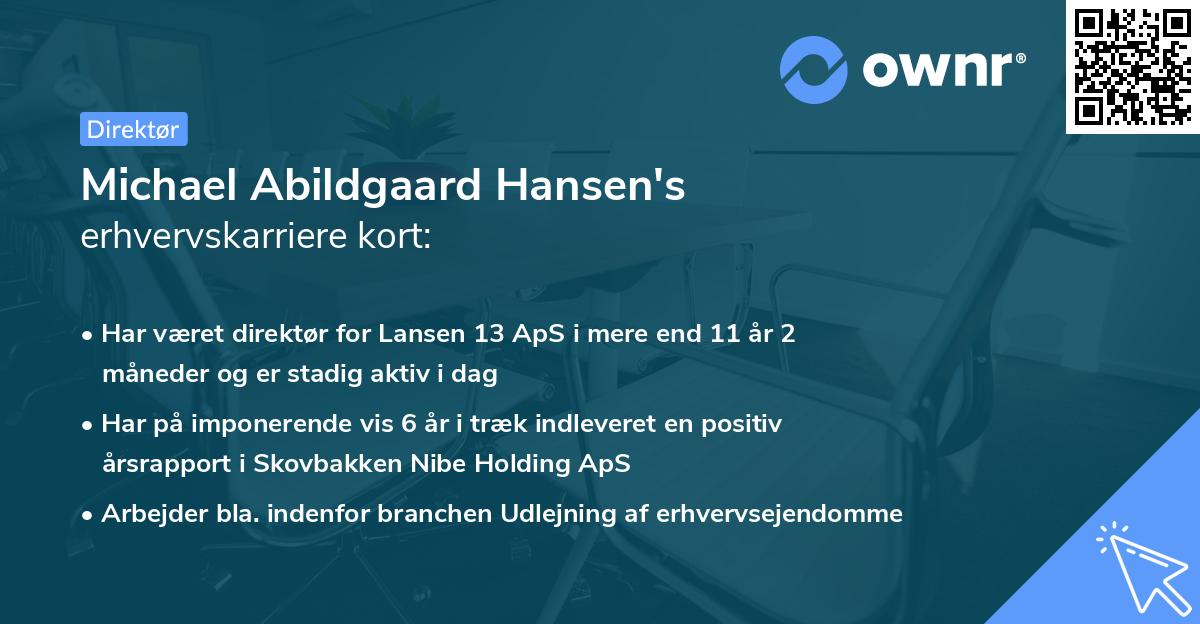 Michael Abildgaard Hansen's erhvervskarriere kort