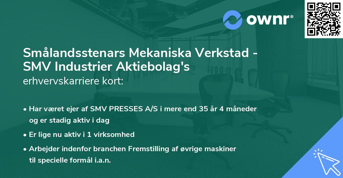 Smålandsstenars Mekaniska Verkstad - SMV Industrier Aktiebolag's erhvervskarriere kort