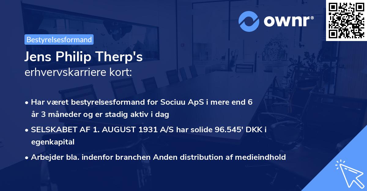 Jens Philip Therp's erhvervskarriere kort