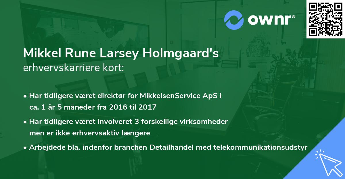 Mikkel Rune Larsey Holmgaard's erhvervskarriere kort