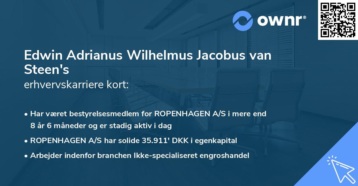 Edwin Adrianus Wilhelmus Jacobus van Steen's erhvervskarriere kort