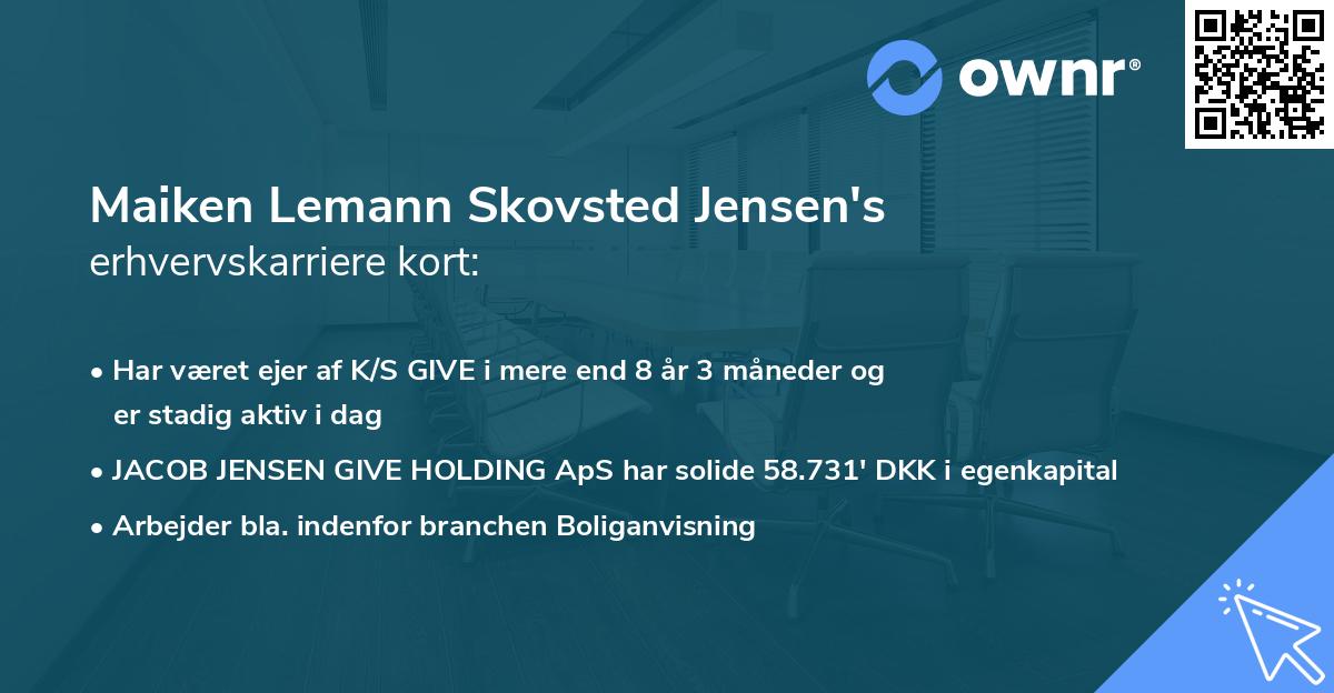 Maiken Lemann Skovsted Jensen's erhvervskarriere kort