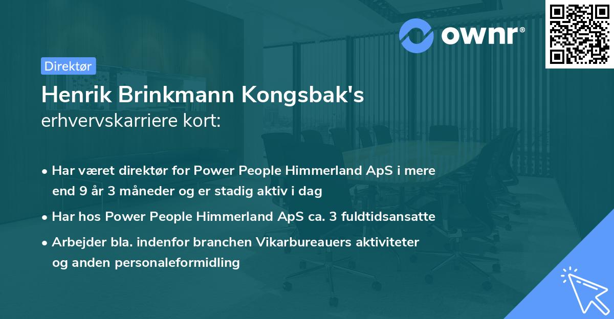 Henrik Brinkmann Kongsbak's erhvervskarriere kort