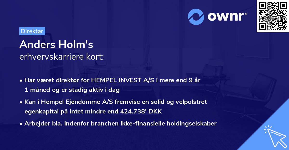 Anders Holm's erhvervskarriere kort