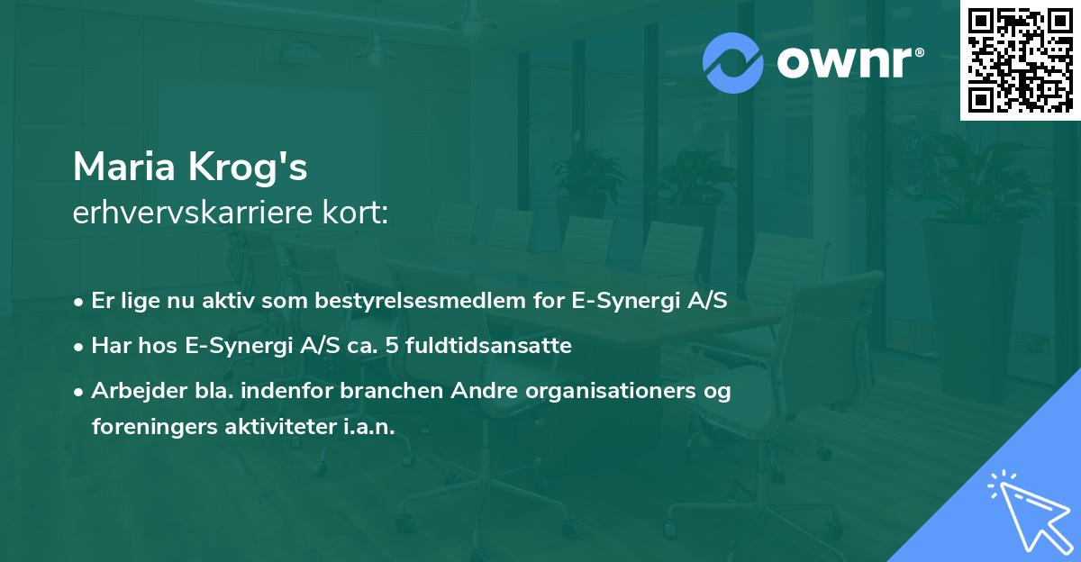 Maria Krog's erhvervskarriere kort