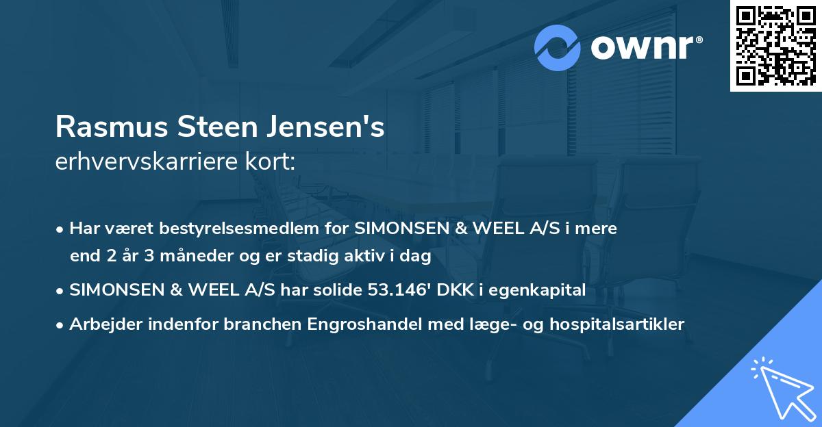 Rasmus Steen Jensen's erhvervskarriere kort