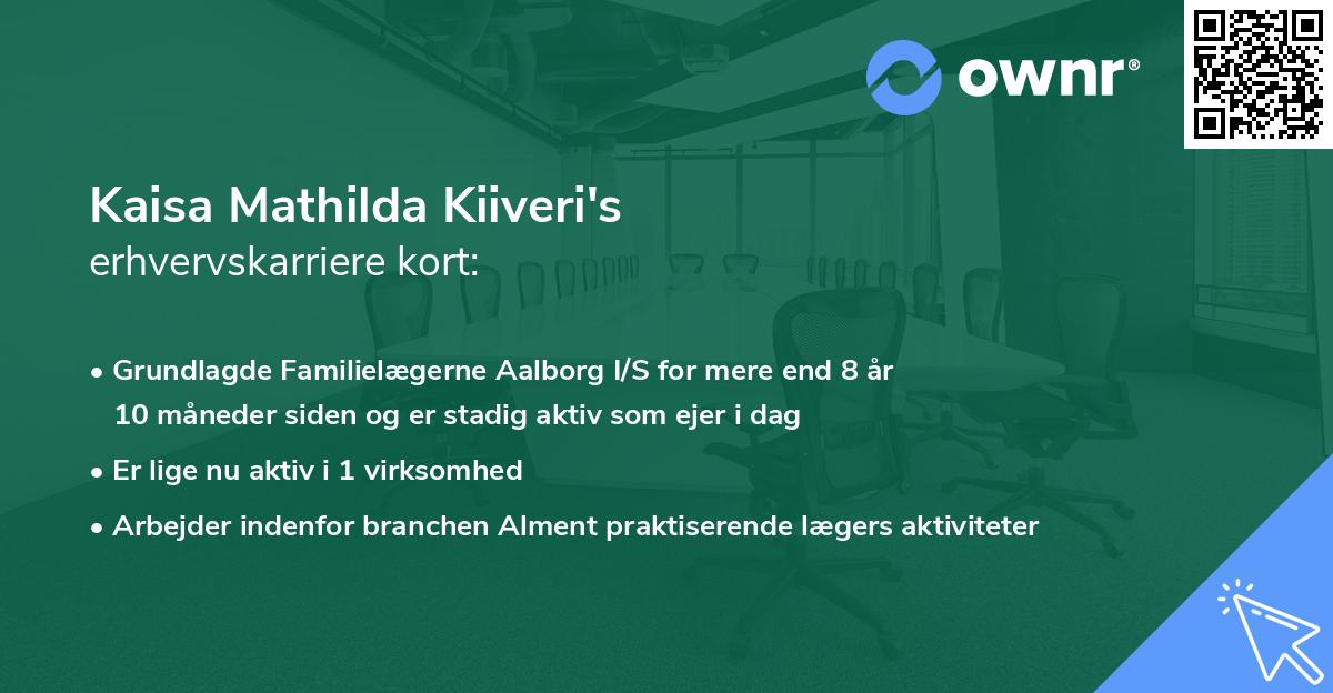 Kaisa Mathilda Kiiveri's erhvervskarriere kort