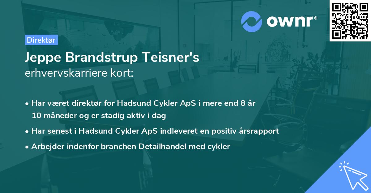 Jeppe Brandstrup Teisner's erhvervskarriere kort