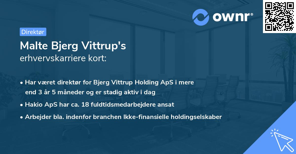Malte Bjerg Vittrup's erhvervskarriere kort