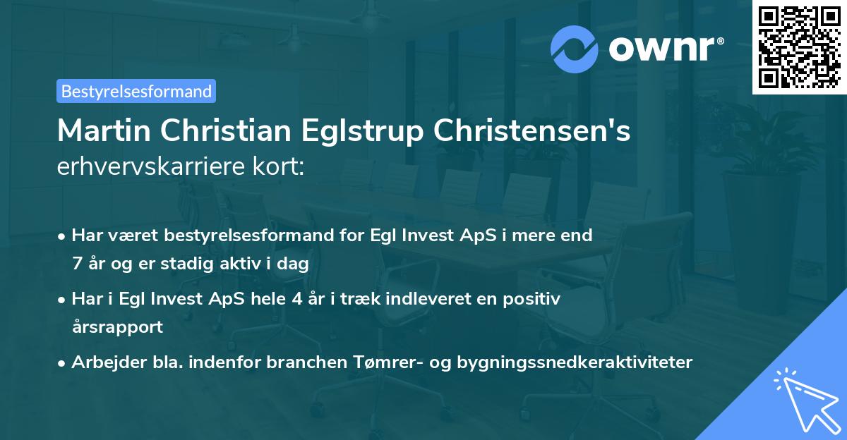 Martin Christian Eglstrup Christensen's erhvervskarriere kort