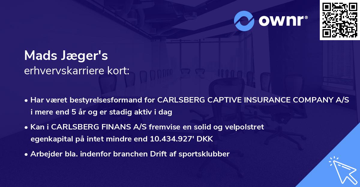 Mads Jæger's erhvervskarriere kort