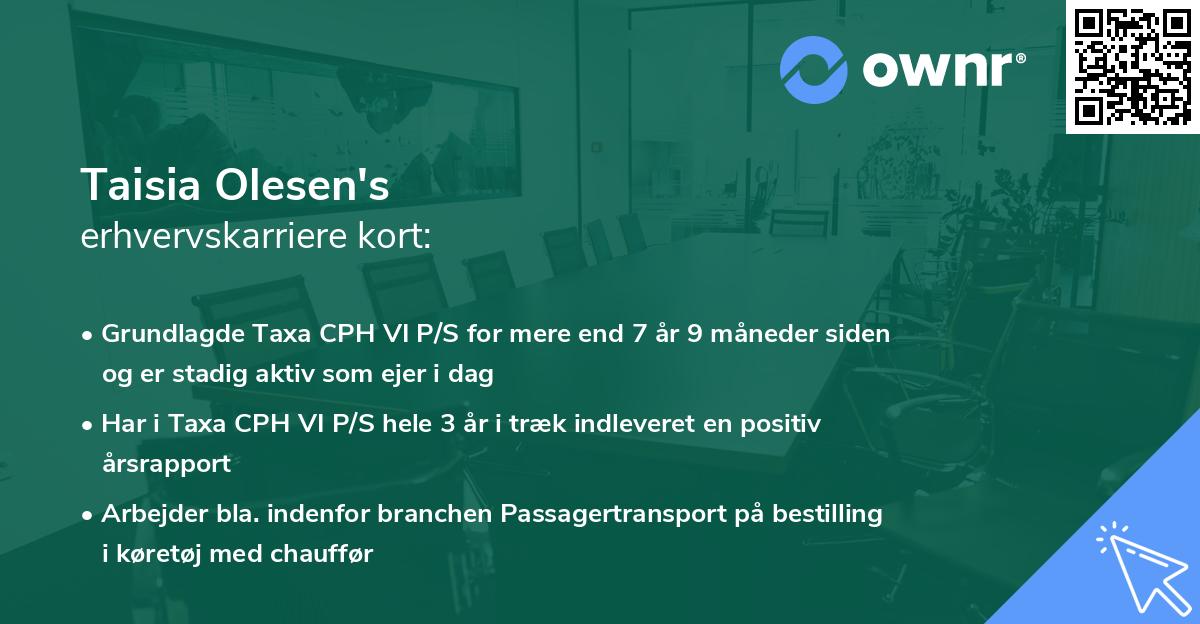 Taisia Olesen's erhvervskarriere kort