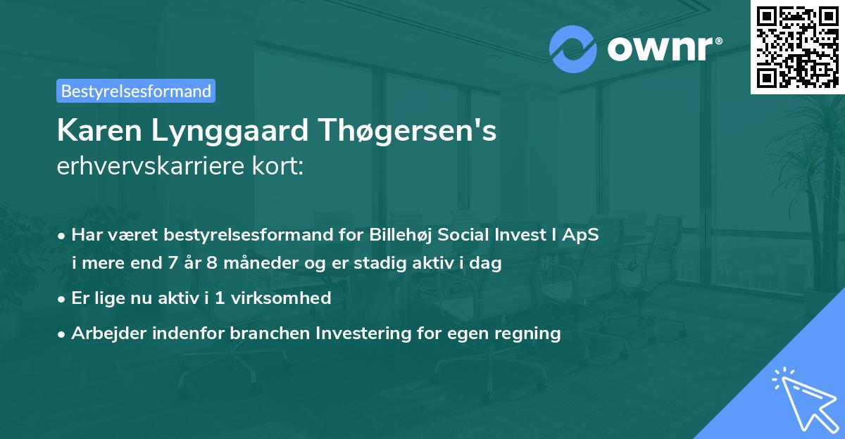 Karen Lynggaard Thøgersen's erhvervskarriere kort
