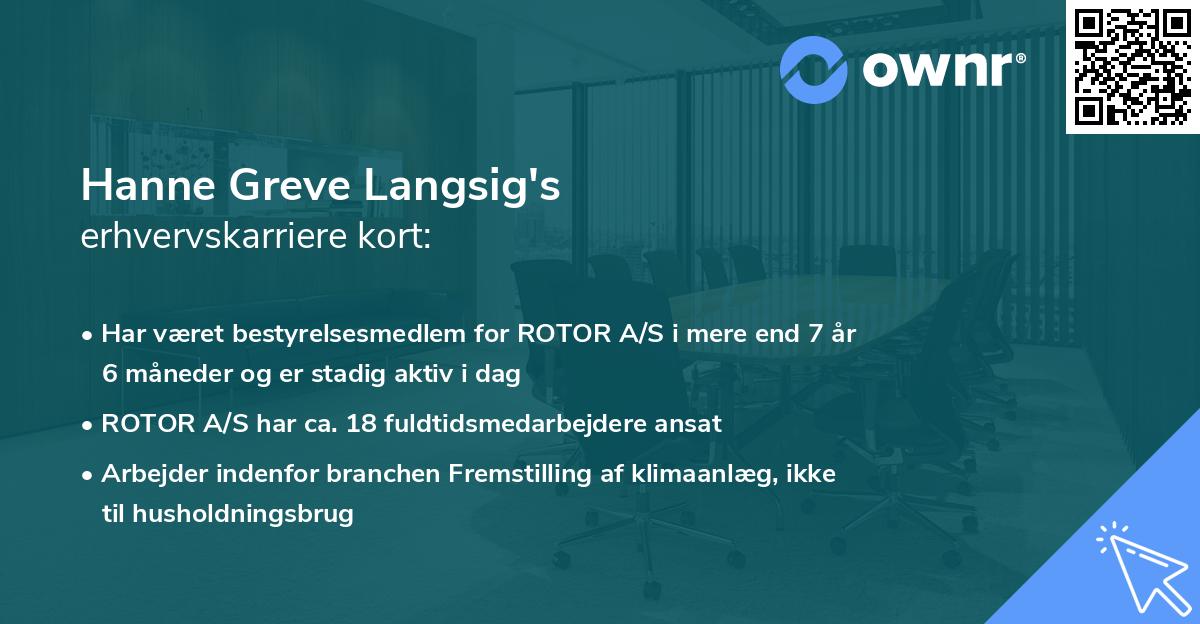 Hanne Greve Langsig's erhvervskarriere kort