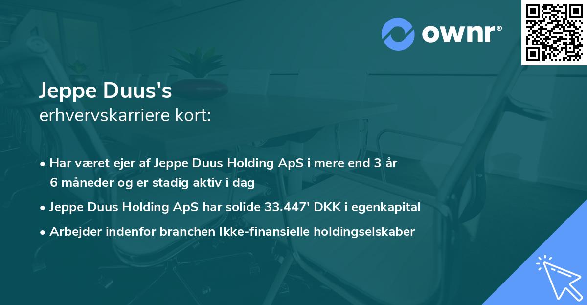 Jeppe Duus's erhvervskarriere kort