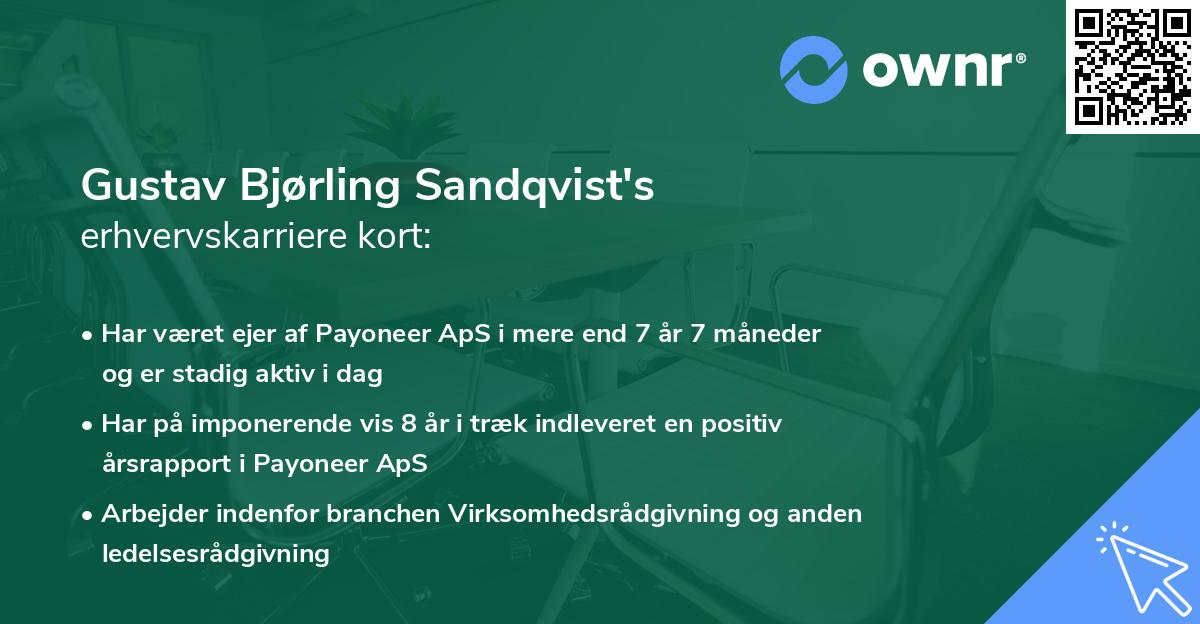 Gustav Bjørling Sandqvist's erhvervskarriere kort
