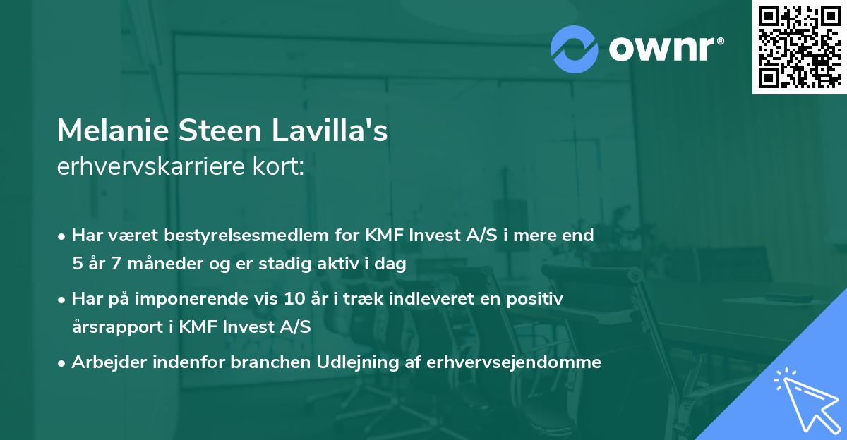 Melanie Steen Lavilla's erhvervskarriere kort