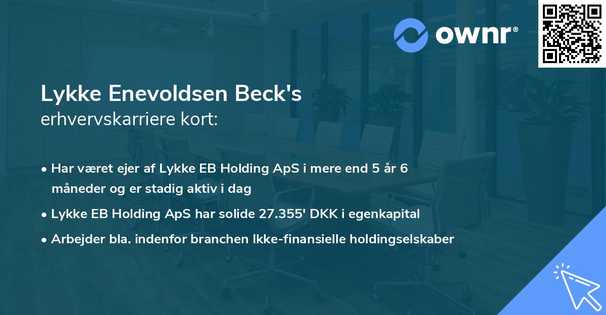 Lykke Enevoldsen Beck's erhvervskarriere kort