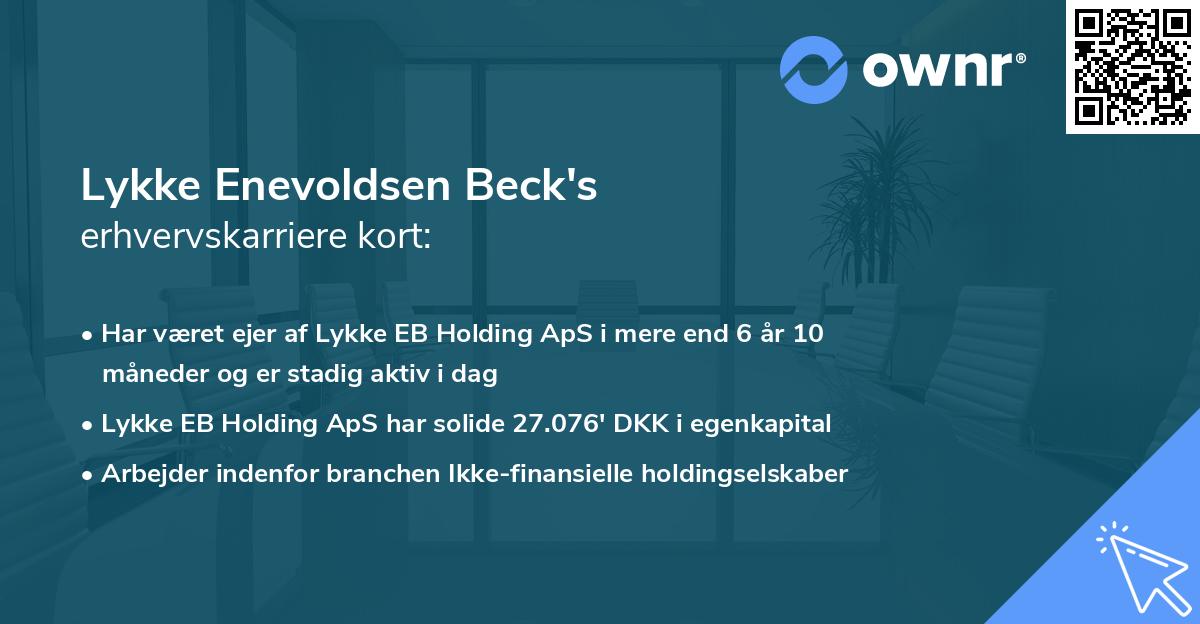 Lykke Enevoldsen Beck's erhvervskarriere kort