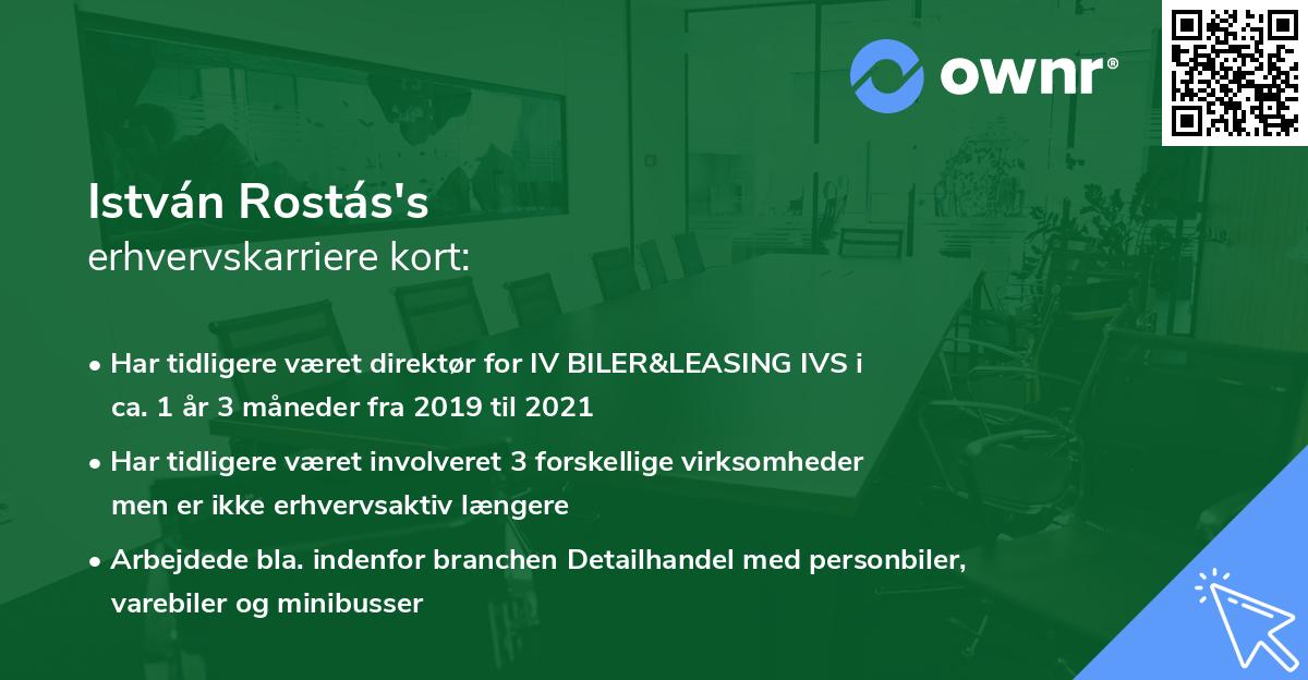 István Rostás's erhvervskarriere kort
