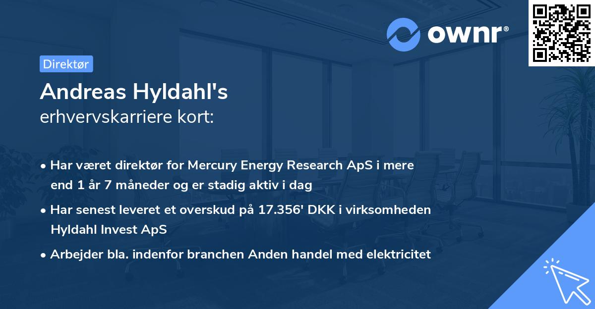Andreas Hyldahl's erhvervskarriere kort