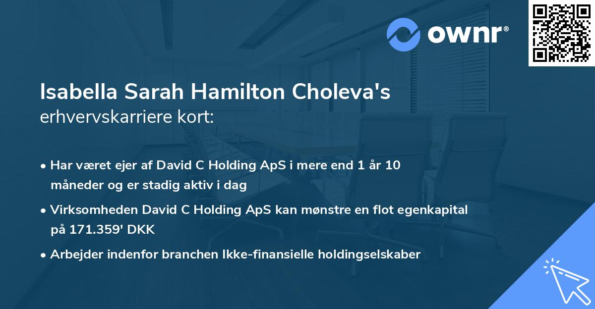 Isabella Sarah Hamilton Choleva's erhvervskarriere kort