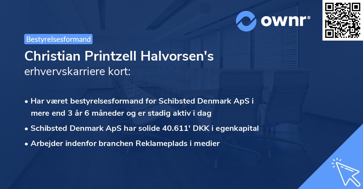 Christian Printzell Halvorsen's erhvervskarriere kort