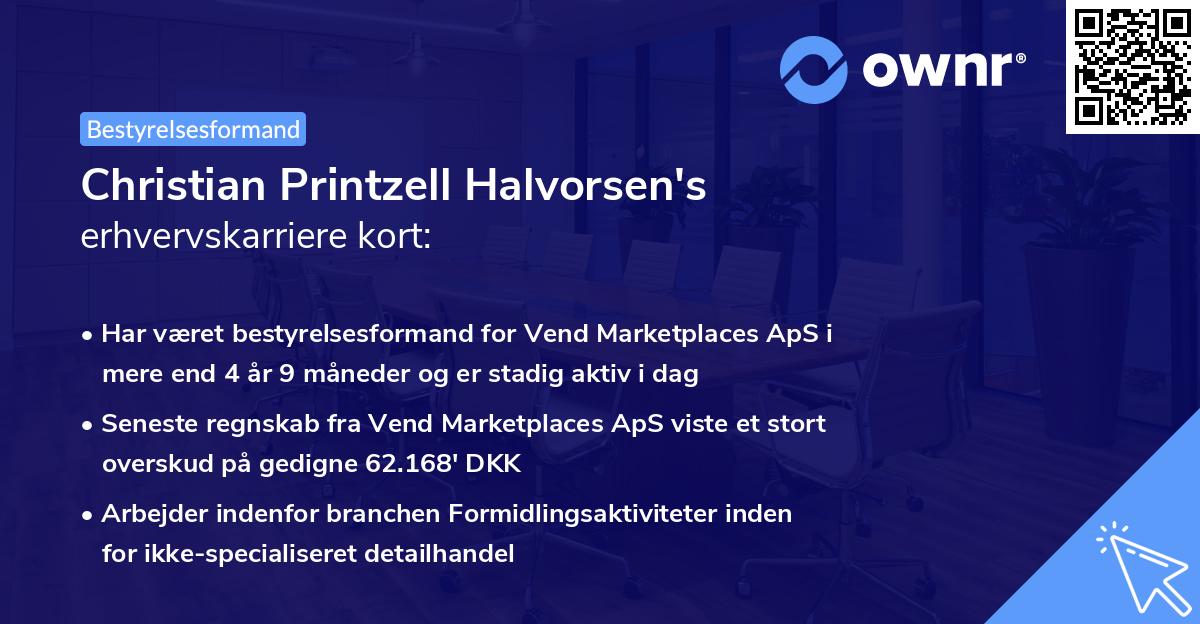 Christian Printzell Halvorsen's erhvervskarriere kort