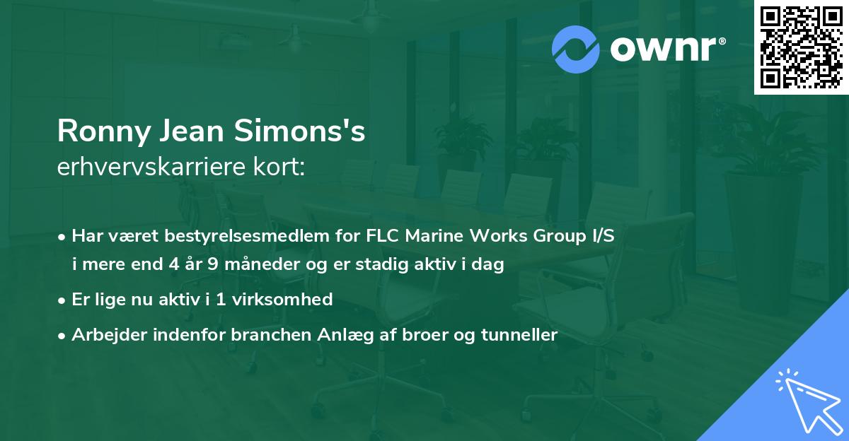 Ronny Jean Simons's erhvervskarriere kort
