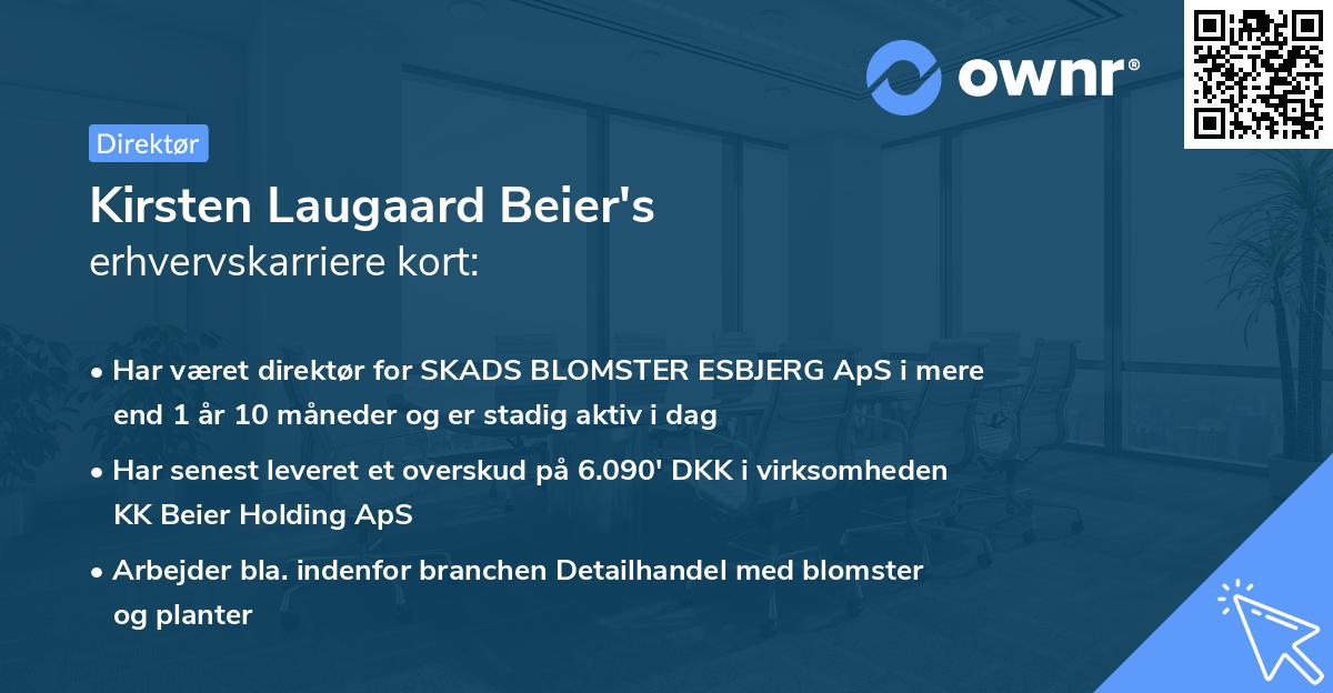 Kirsten Laugaard Beier's erhvervskarriere kort