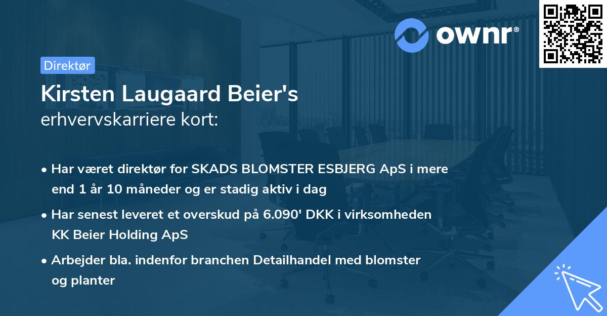 Kirsten Laugaard Beier's erhvervskarriere kort