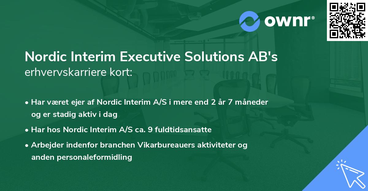 Nordic Interim Executive Solutions AB's erhvervskarriere kort
