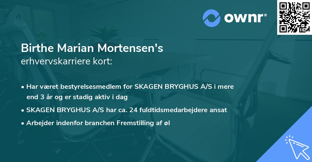 Birthe Marian Mortensen's erhvervskarriere kort