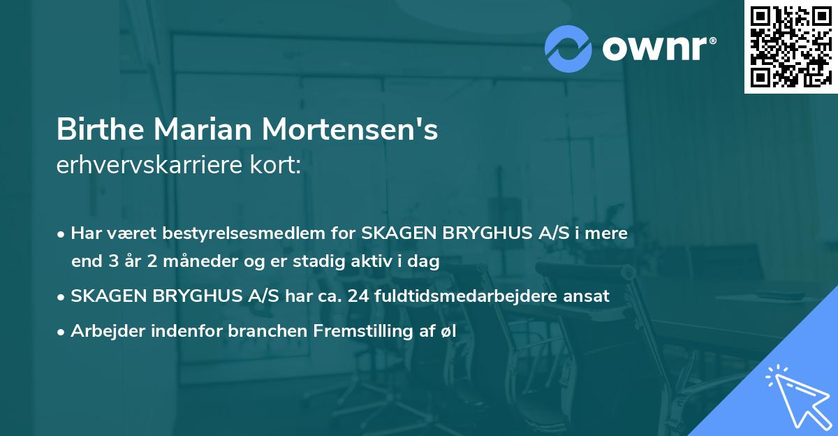 Birthe Marian Mortensen's erhvervskarriere kort