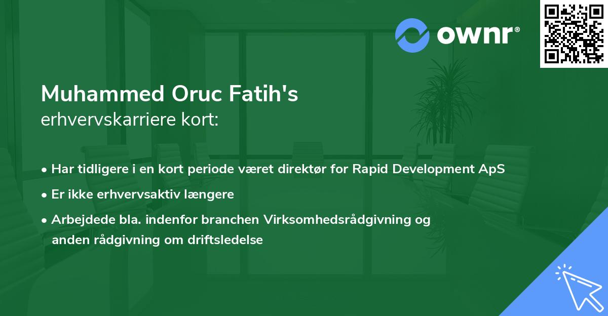 Muhammed Oruc Fatih's erhvervskarriere kort