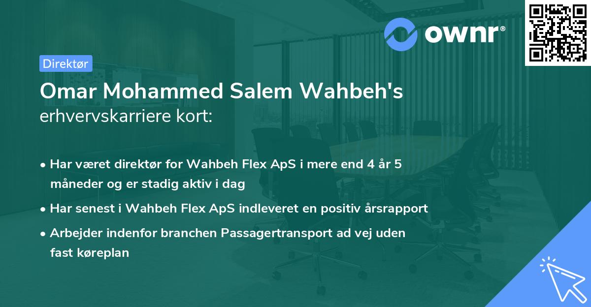 Omar Mohammed Salem Wahbeh's erhvervskarriere kort