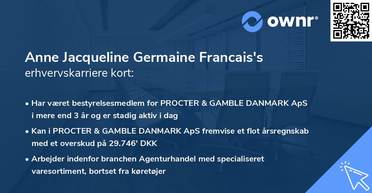 Anne Jacqueline Germaine Francais's erhvervskarriere kort